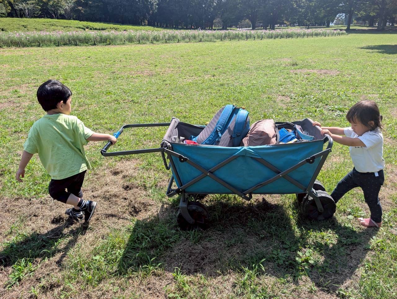 こむぎえんの子どもたちが屋外で遊ぶ様子